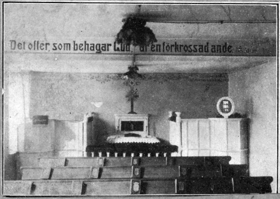 Vanha kuva Hampurin merimieskirkon ensimmäisestä kirkkosalista. 